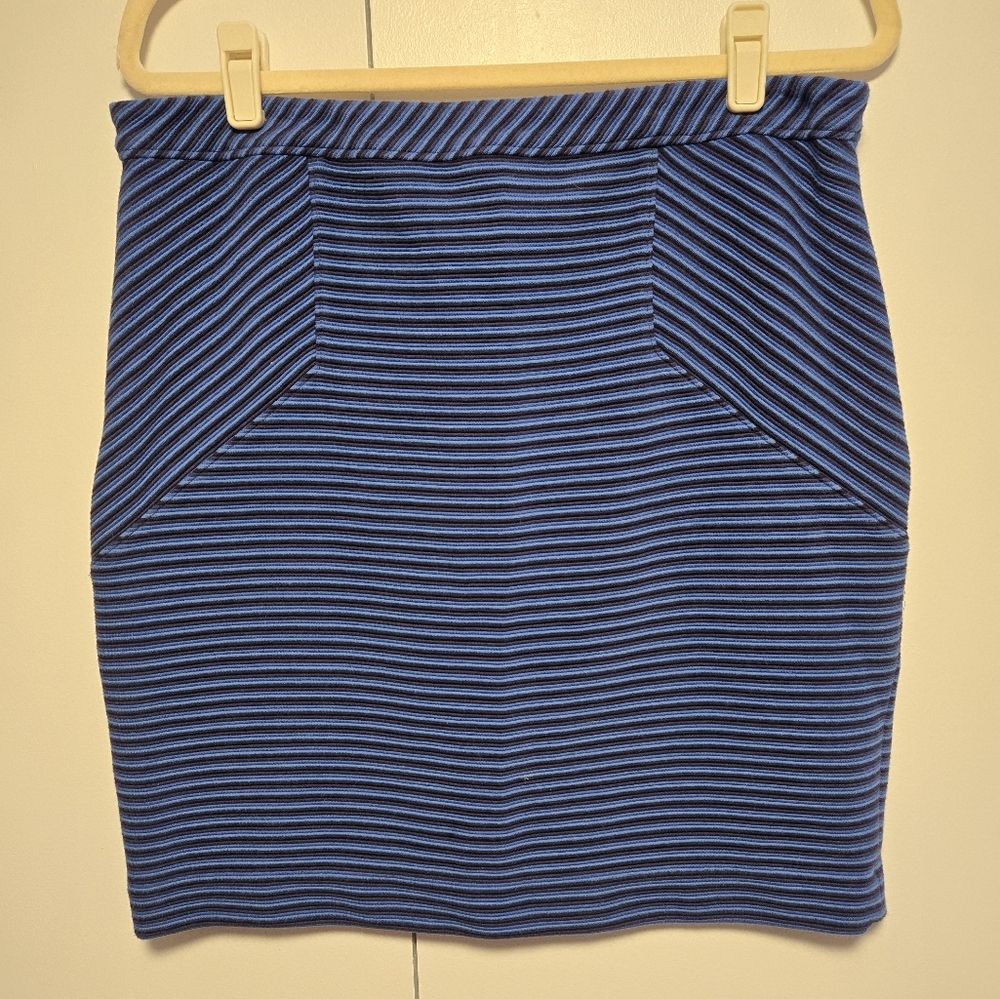 Ann Taylor Blue Ribbed Pencil Skirt Sz 14